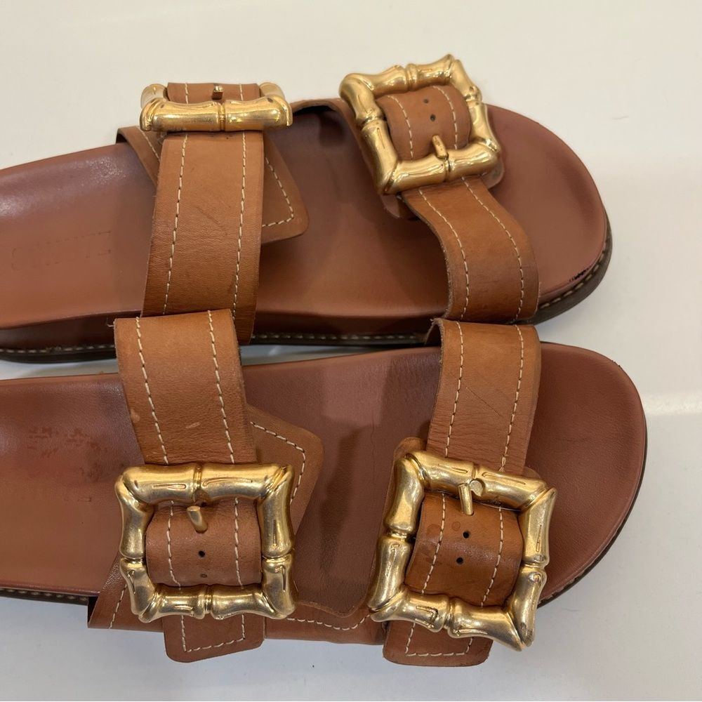 SCHUTZ Brown Sandals with Gold Accents - Picture 3 of 6